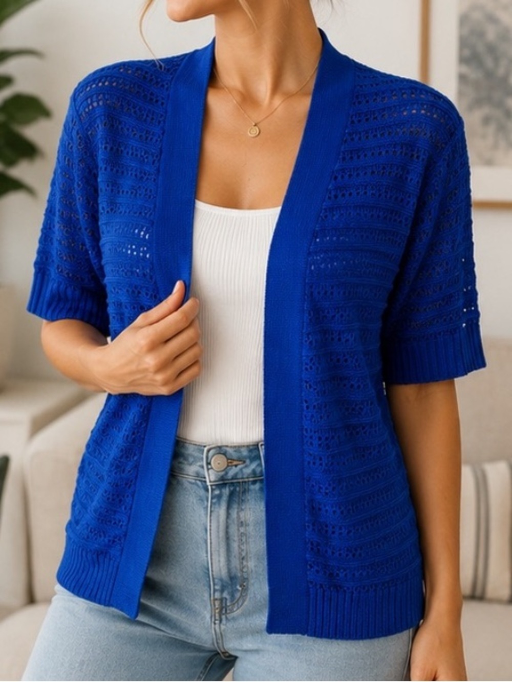 Vintage‎ Jenny Cardigan Acrylic Sweater Blue